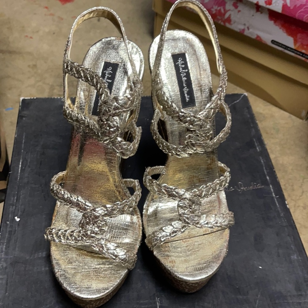 Gold platform sandals